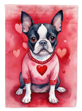Load image into Gallery viewer, Boston Terrier Valentine’s Day Garden Flag – Dog-Themed Heart Yard Decor