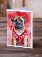 Load image into Gallery viewer, Bullmastiff My Valentine Greeting Cards - Blank Note Cards – 8-Pack of Artist-Designed Cards with Envelopes