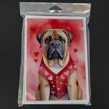Load image into Gallery viewer, Bullmastiff My Valentine Greeting Cards - Blank Note Cards – 8-Pack of Artist-Designed Cards with Envelopes