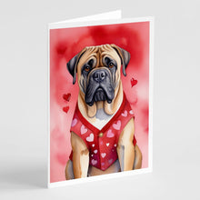 Load image into Gallery viewer, Bullmastiff My Valentine Greeting Cards - Blank Note Cards – 8-Pack of Artist-Designed Cards with Envelopes