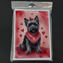 Load image into Gallery viewer, Cairn Terrier My Valentine Greeting Cards - Blank Note Cards – 8-Pack of Artist-Designed Cards with Envelopes