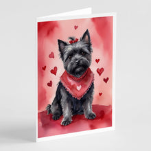 Load image into Gallery viewer, Cairn Terrier My Valentine Greeting Cards - Blank Note Cards – 8-Pack of Artist-Designed Cards with Envelopes