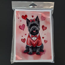 Load image into Gallery viewer, Cairn Terrier My Valentine Greeting Cards - Blank Note Cards – 8-Pack of Artist-Designed Cards with Envelopes