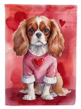 Load image into Gallery viewer, Cavalier Spaniel Valentine’s Day Garden Flag – Dog-Themed Heart Yard Decor