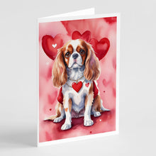 Load image into Gallery viewer, Cavalier Spaniel My Valentine Greeting Cards - Blank Note Cards – 8-Pack of Artist-Designed Cards with Envelopes