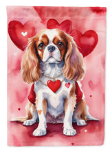 Load image into Gallery viewer, Cavalier Spaniel Valentine’s Day Garden Flag – Dog-Themed Heart Yard Decor