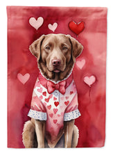 Load image into Gallery viewer, Chesapeake Bay Retriever My Valentine House Flag