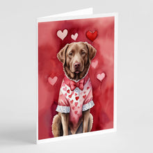 Load image into Gallery viewer, Chesapeake Bay Retriever My Valentine Greeting Cards - Blank Note Cards – 8-Pack of Artist-Designed Cards with Envelopes