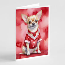 Load image into Gallery viewer, Chihuahua My Valentine Greeting Cards - Blank Note Cards – 8-Pack of Artist-Designed Cards with Envelopes