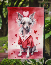 Load image into Gallery viewer, Chinese Crested Valentine’s Day Garden Flag – Dog-Themed Heart Yard Decor