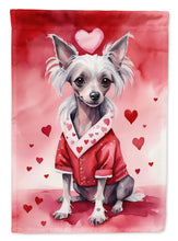Load image into Gallery viewer, Chinese Crested Valentine’s Day Garden Flag – Dog-Themed Heart Yard Decor