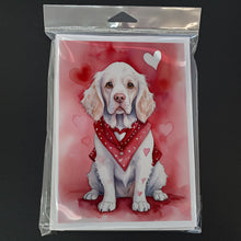 Load image into Gallery viewer, Clumber Spaniel My Valentine Greeting Cards - Blank Note Cards – 8-Pack of Artist-Designed Cards with Envelopes