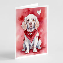 Load image into Gallery viewer, Clumber Spaniel My Valentine Greeting Cards - Blank Note Cards – 8-Pack of Artist-Designed Cards with Envelopes