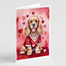 Load image into Gallery viewer, Cocker Spaniel My Valentine Greeting Cards - Blank Note Cards – 8-Pack of Artist-Designed Cards with Envelopes