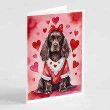 Load image into Gallery viewer, Cocker Spaniel My Valentine Greeting Cards - Blank Note Cards – 8-Pack of Artist-Designed Cards with Envelopes