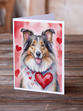 Load image into Gallery viewer, Collie My Valentine Greeting Cards - Blank Note Cards – 8-Pack of Artist-Designed Cards with Envelopes