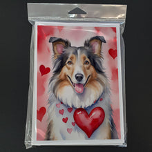 Load image into Gallery viewer, Collie My Valentine Greeting Cards - Blank Note Cards – 8-Pack of Artist-Designed Cards with Envelopes