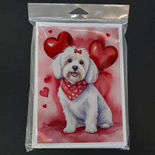 Load image into Gallery viewer, Coton de Tulear My Valentine Greeting Cards - Blank Note Cards – 8-Pack of Artist-Designed Cards with Envelopes
