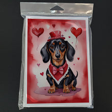Load image into Gallery viewer, Dachshund My Valentine Greeting Cards - Blank Note Cards – 8-Pack of Artist-Designed Cards with Envelopes