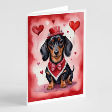 Load image into Gallery viewer, Dachshund My Valentine Greeting Cards - Blank Note Cards – 8-Pack of Artist-Designed Cards with Envelopes