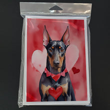Load image into Gallery viewer, Doberman Pinscher My Valentine Greeting Cards - Blank Note Cards – 8-Pack of Artist-Designed Cards with Envelopes