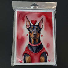 Load image into Gallery viewer, Doberman Pinscher My Valentine Greeting Cards - Blank Note Cards – 8-Pack of Artist-Designed Cards with Envelopes