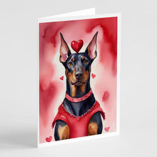 Load image into Gallery viewer, Doberman Pinscher My Valentine Greeting Cards - Blank Note Cards – 8-Pack of Artist-Designed Cards with Envelopes