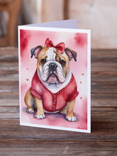 Load image into Gallery viewer, English Bulldog My Valentine Greeting Cards - Blank Note Cards – 8-Pack of Artist-Designed Cards with Envelopes