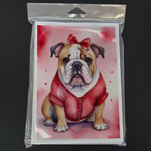 Load image into Gallery viewer, English Bulldog My Valentine Greeting Cards - Blank Note Cards – 8-Pack of Artist-Designed Cards with Envelopes