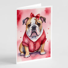 Load image into Gallery viewer, English Bulldog My Valentine Greeting Cards - Blank Note Cards – 8-Pack of Artist-Designed Cards with Envelopes