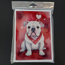 Load image into Gallery viewer, English Bulldog My Valentine Greeting Cards - Blank Note Cards – 8-Pack of Artist-Designed Cards with Envelopes