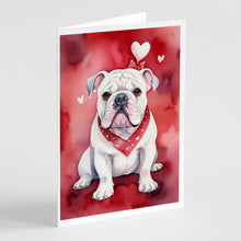 Load image into Gallery viewer, English Bulldog My Valentine Greeting Cards - Blank Note Cards – 8-Pack of Artist-Designed Cards with Envelopes