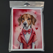 Load image into Gallery viewer, English Foxhound My Valentine Greeting Cards - Blank Note Cards – 8-Pack of Artist-Designed Cards with Envelopes