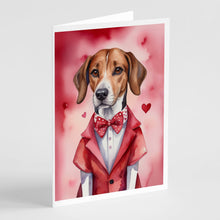 Load image into Gallery viewer, English Foxhound My Valentine Greeting Cards - Blank Note Cards – 8-Pack of Artist-Designed Cards with Envelopes