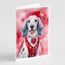 Load image into Gallery viewer, English Setter My Valentine Greeting Cards - Blank Note Cards – 8-Pack of Artist-Designed Cards with Envelopes