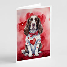 Load image into Gallery viewer, English Springer Spaniel My Valentine Greeting Cards - Blank Note Cards – 8-Pack of Artist-Designed Cards with Envelopes