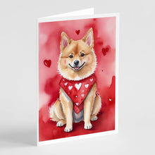 Load image into Gallery viewer, Finnish Spitz My Valentine Greeting Cards - Blank Note Cards – 8-Pack of Artist-Designed Cards with Envelopes