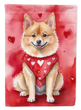 Load image into Gallery viewer, Finnish Spitz Valentine’s Day Garden Flag – Dog-Themed Heart Yard Decor