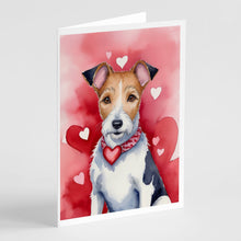 Load image into Gallery viewer, Fox Terrier My Valentine Greeting Cards - Blank Note Cards – 8-Pack of Artist-Designed Cards with Envelopes