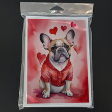 Load image into Gallery viewer, French Bulldog My Valentine Greeting Cards - Blank Note Cards – 8-Pack of Artist-Designed Cards with Envelopes