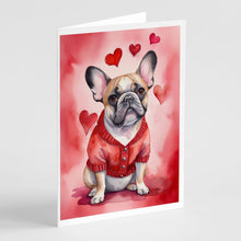 Load image into Gallery viewer, French Bulldog My Valentine Greeting Cards - Blank Note Cards – 8-Pack of Artist-Designed Cards with Envelopes