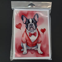 Load image into Gallery viewer, French Bulldog My Valentine Greeting Cards - Blank Note Cards – 8-Pack of Artist-Designed Cards with Envelopes