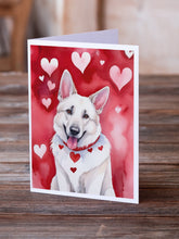 Load image into Gallery viewer, White German Shepherd My Valentine Greeting Cards - Blank Note Cards – 8-Pack of Artist-Designed Cards with Envelopes