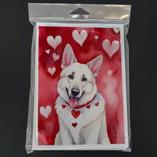 Load image into Gallery viewer, White German Shepherd My Valentine Greeting Cards - Blank Note Cards – 8-Pack of Artist-Designed Cards with Envelopes