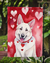 Load image into Gallery viewer, White German Shepherd Valentine’s Day Garden Flag – Dog-Themed Heart Yard Decor
