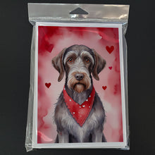 Load image into Gallery viewer, German Wirehaired Pointer My Valentine Greeting Cards - Blank Note Cards – 8-Pack of Artist-Designed Cards with Envelopes