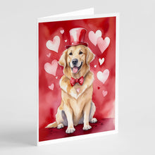 Load image into Gallery viewer, Golden Retriever My Valentine Greeting Cards - Blank Note Cards – 8-Pack of Artist-Designed Cards with Envelopes