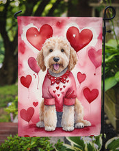 Load image into Gallery viewer, Goldendoodle Valentine’s Day Garden Flag – Dog-Themed Heart Yard Decor