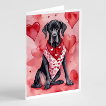Load image into Gallery viewer, Great Dane My Valentine Greeting Cards - Blank Note Cards – 8-Pack of Artist-Designed Cards with Envelopes