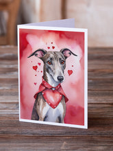 Load image into Gallery viewer, Greyhound My Valentine Greeting Cards - Blank Note Cards – 8-Pack of Artist-Designed Cards with Envelopes